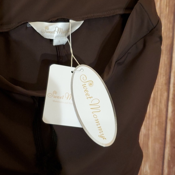 Sweet Mommy Maternity Brown Workout Shorts Sz L 3/$25 - Picture 3 of 4